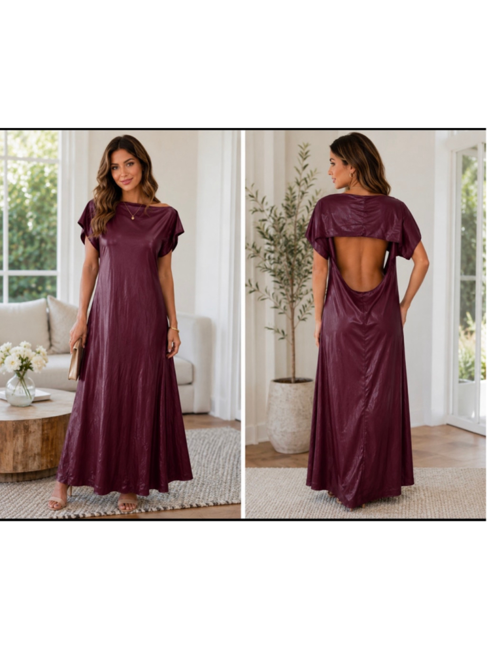 Women's Patrizia Pepe Backless Burgundy Maxi Dress Size M